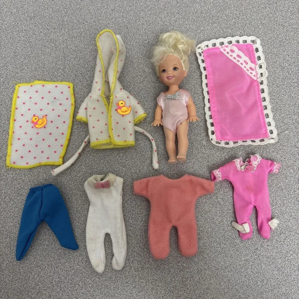 Vintage Barbie Girl Kelly Doll, Blonde Ponytail Extra Clothing, Outfits, EUC